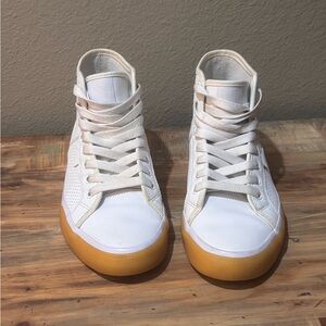 High-Top DC White Sneakers with Tan Soles women’s size 9